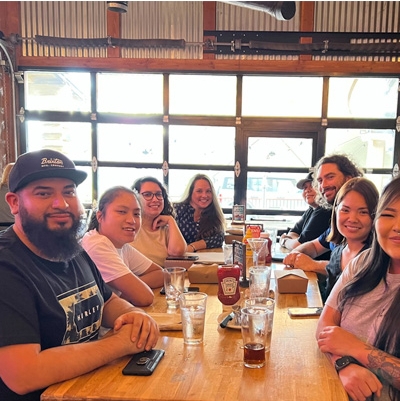 Moov team members enjoying lunch together.
